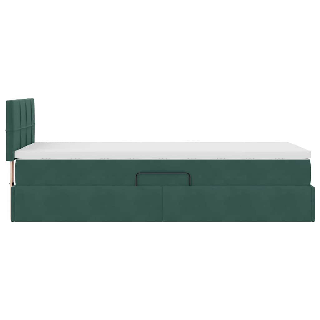 Krevet s prostorom za pohranu s LED-om Tamnozelena 90 x 190 cm