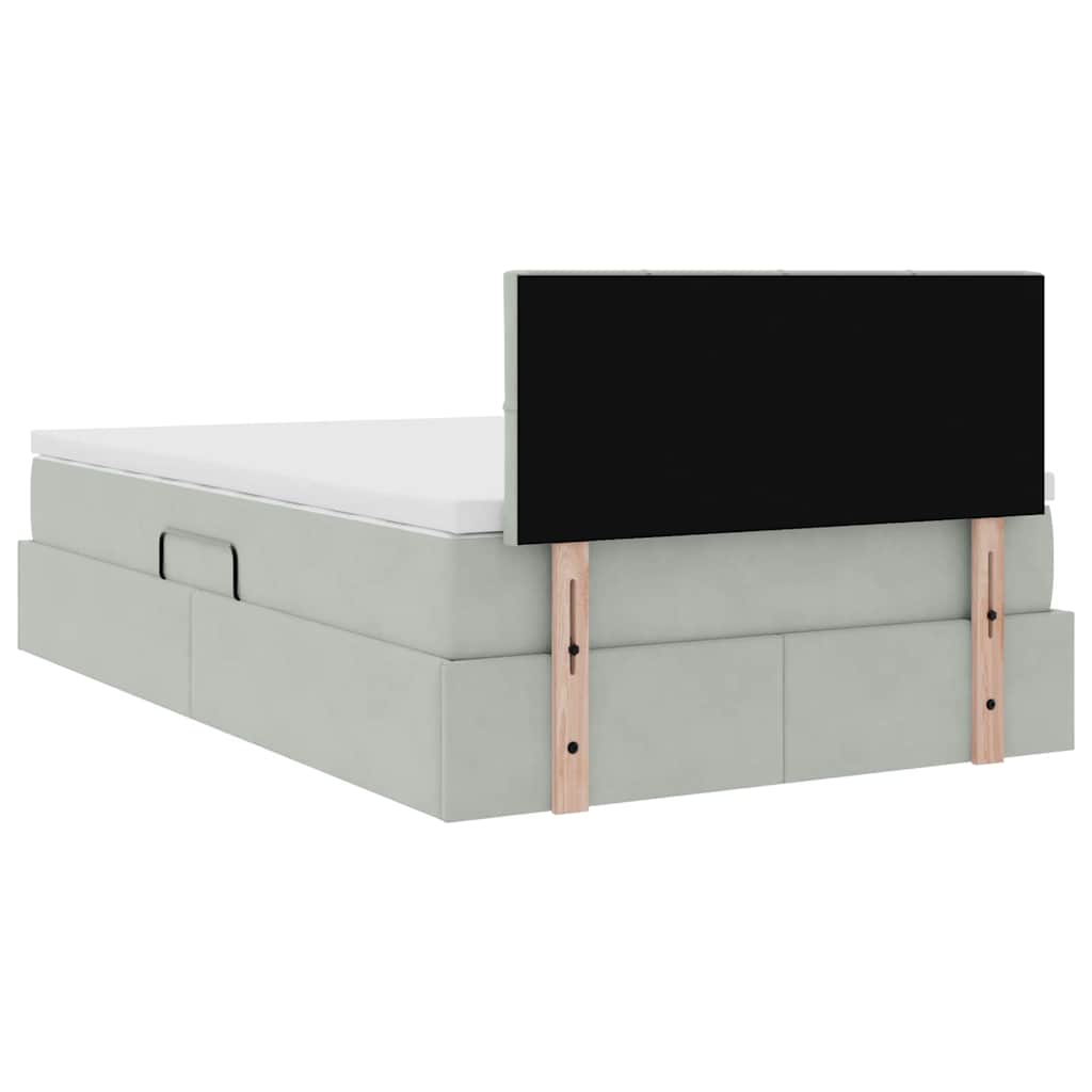 Krevet s prostorom za pohranu s LED-om Svijetlo siva Baršun