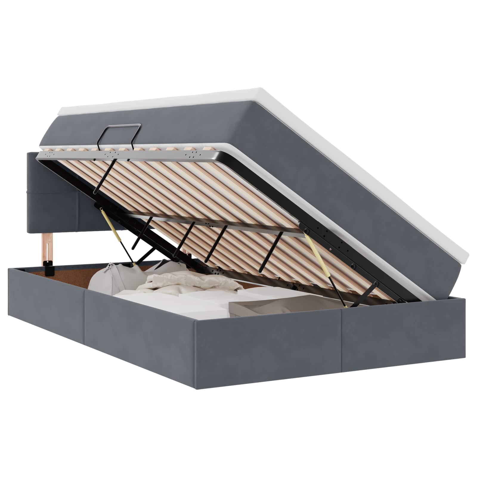 Krevet s prostorom za pohranu s LED-om Tamno siva 120 x 200 cm