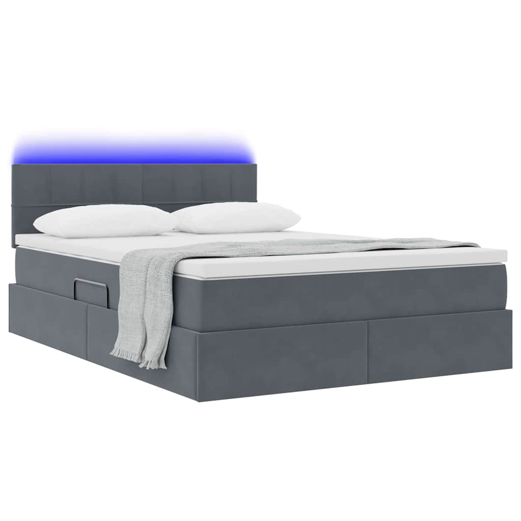 Krevet s prostorom za pohranu s LED-om Tamno siva 140 x 190 cm