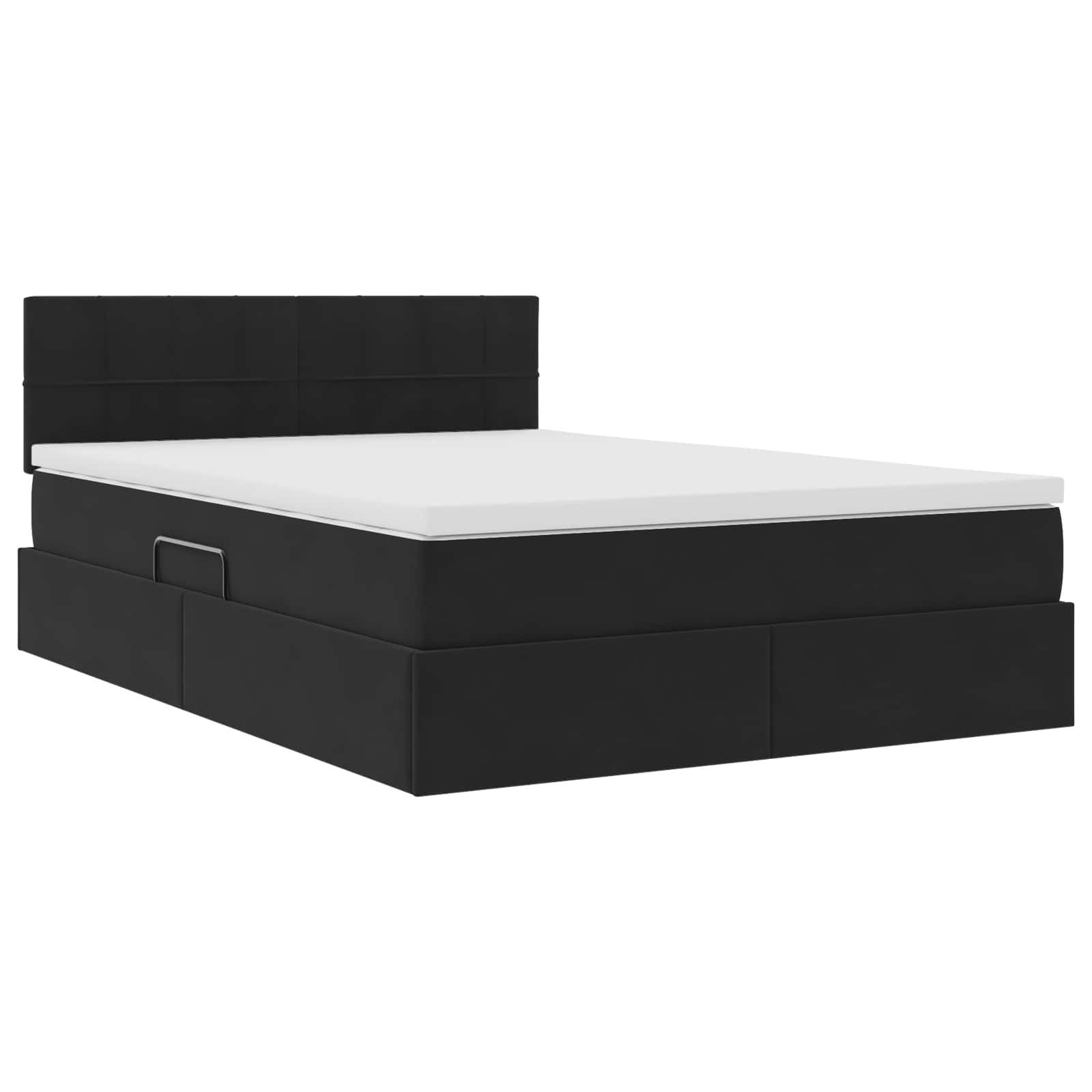 Krevet s prostorom za pohranu s LED-om Crna 140 x 200 cm Baršun