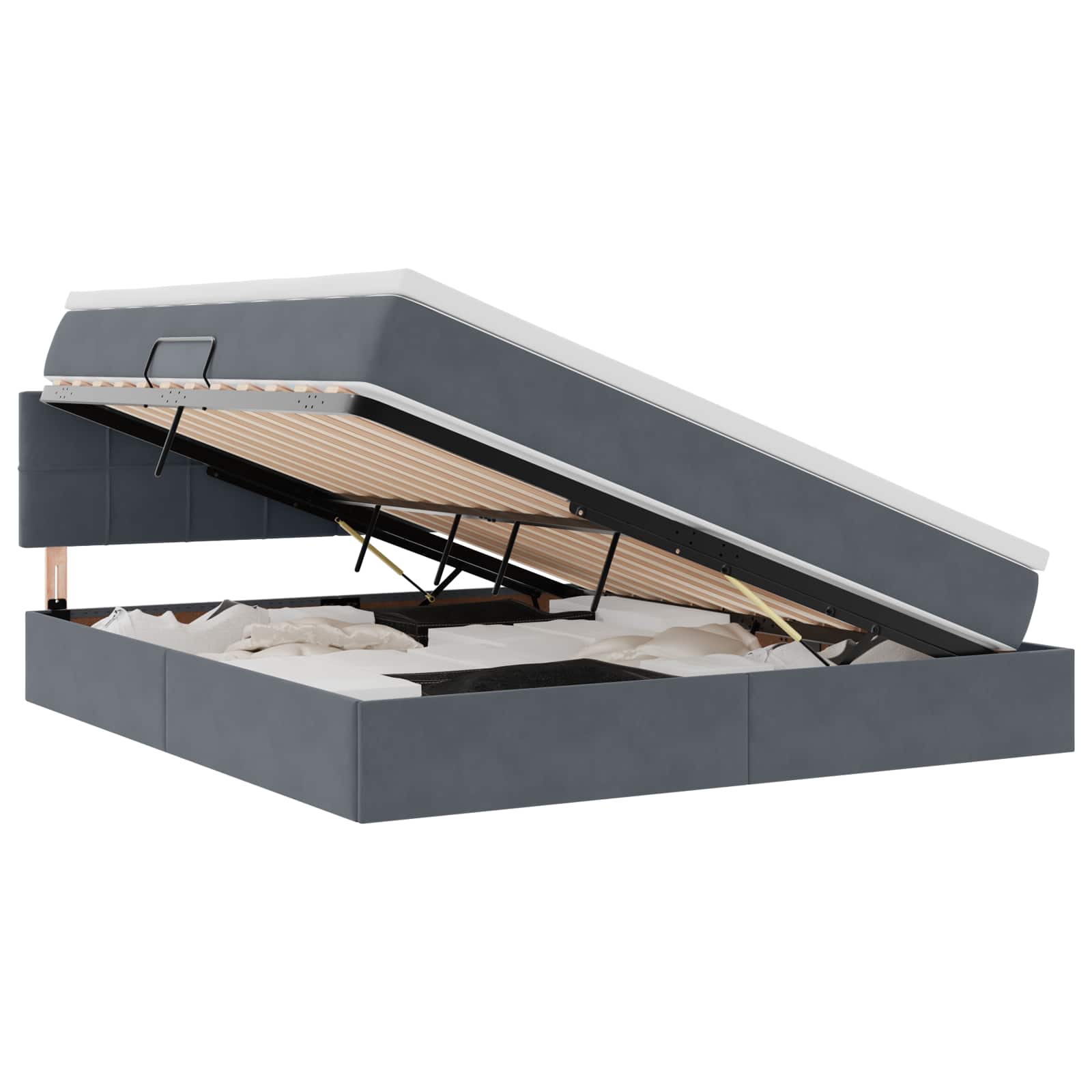 Krevet s prostorom za pohranu s LED-om Tamno siva 160 x 200 cm