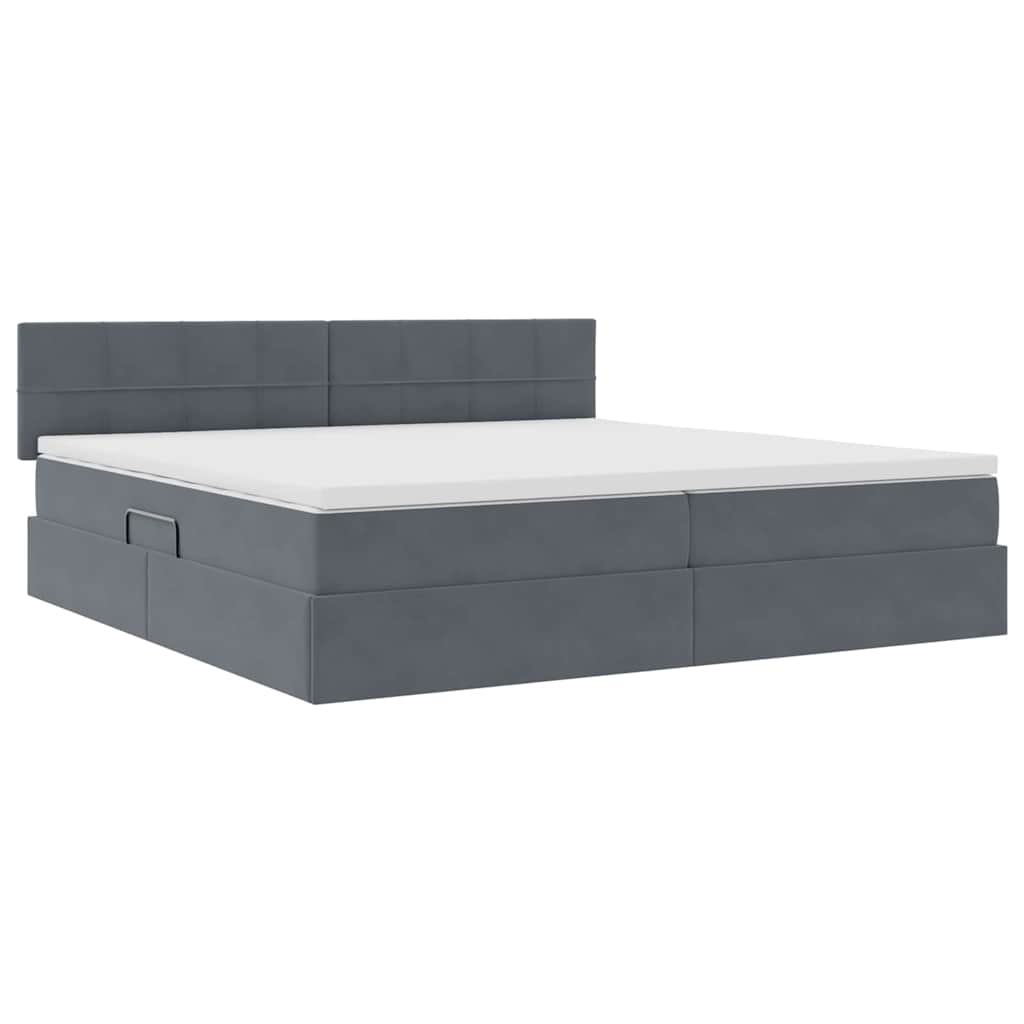 Krevet s prostorom za pohranu s LED-om Tamno siva 200 x 200 cm