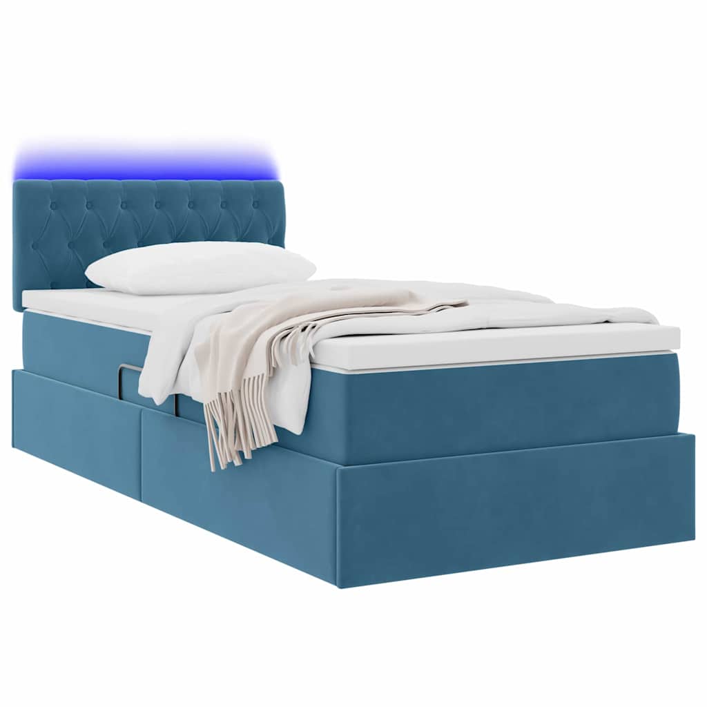 Krevet s prostorom za pohranu s LED-om Tamno plava 90 x 190 cm