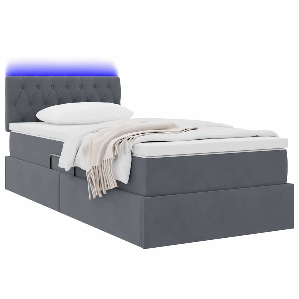 Krevet s prostorom za pohranu s LED-om Tamno siva 100 x 200 cm