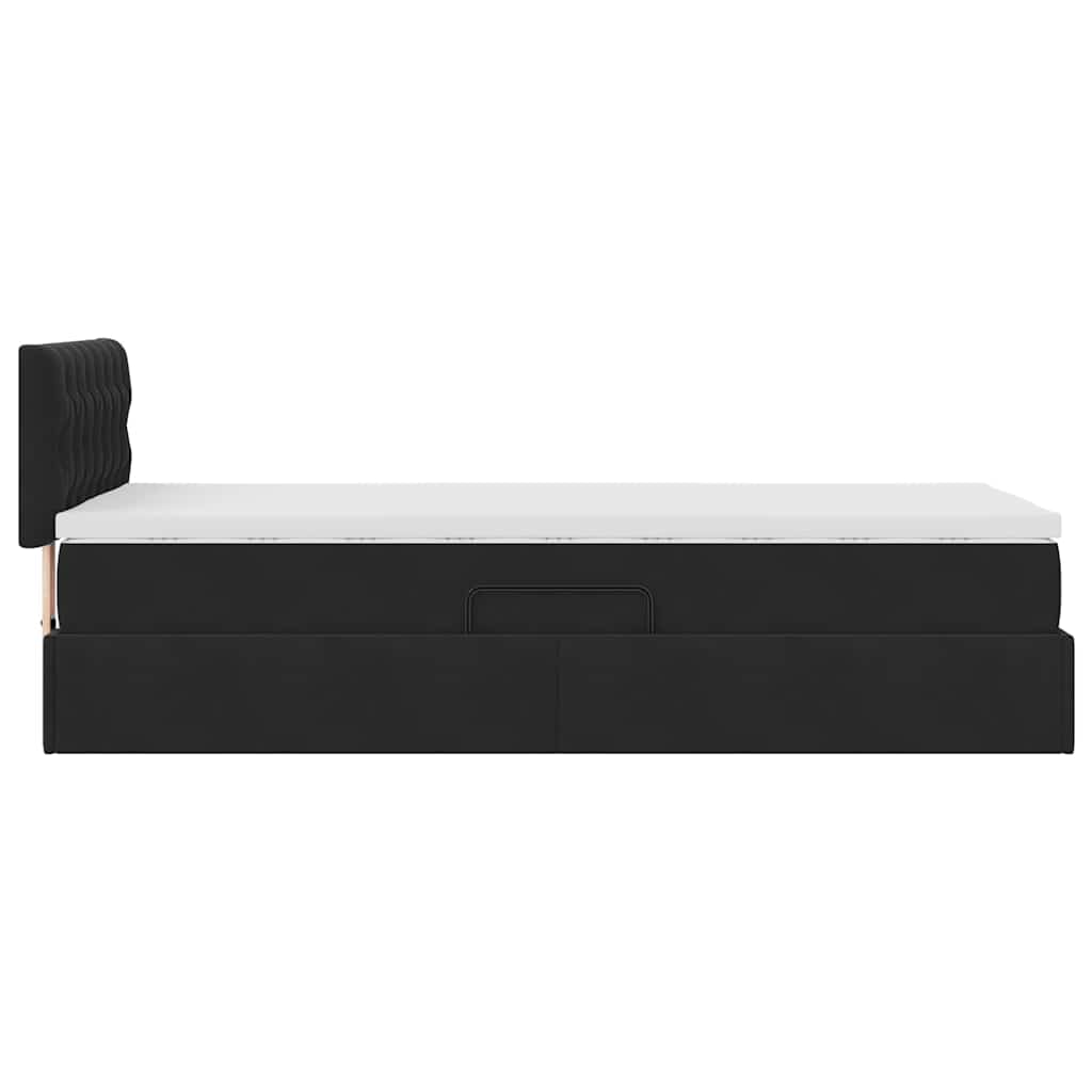 Krevet s prostorom za pohranu s LED-om Crna 100 x 200 cm Baršun