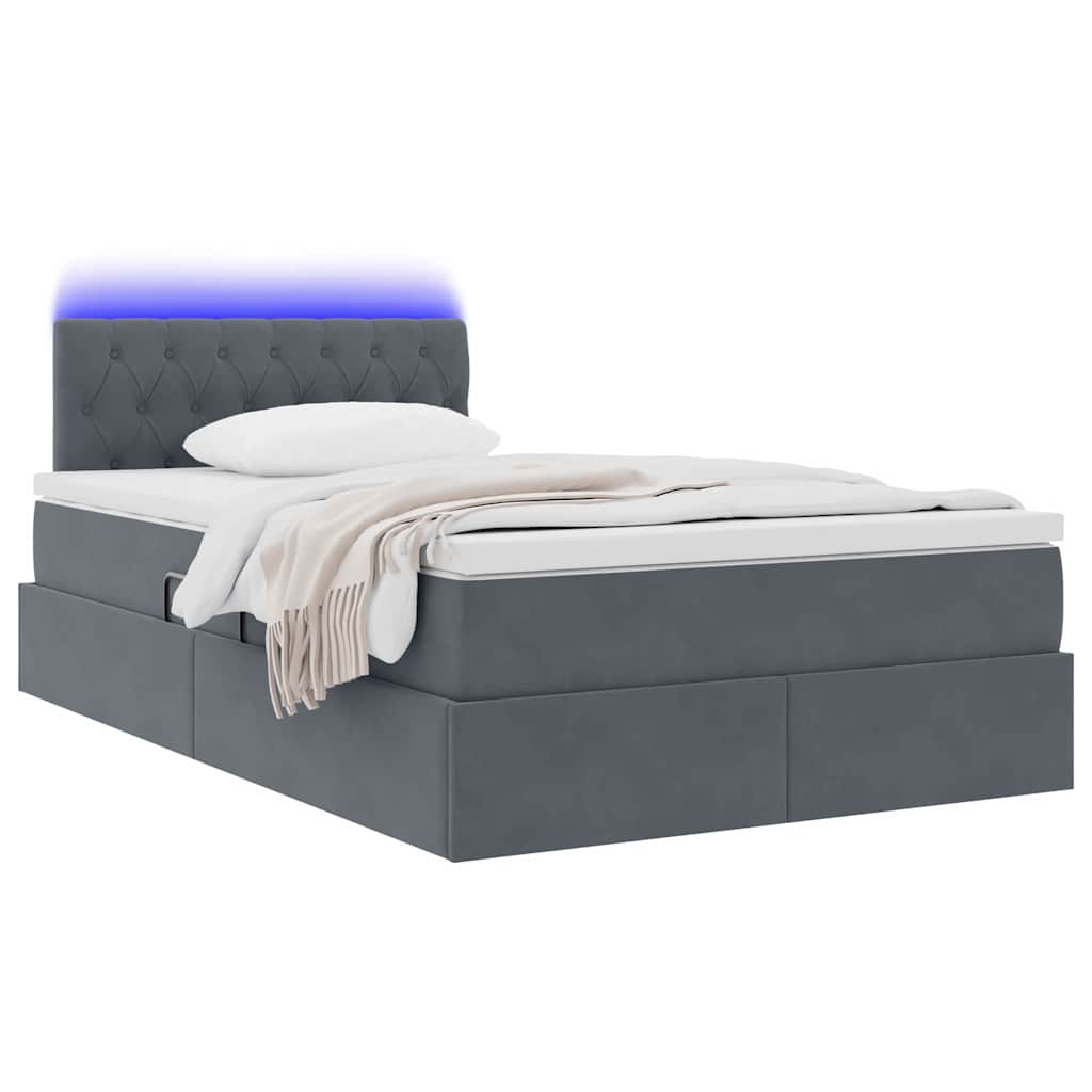 Krevet s prostorom za pohranu s LED-om Tamno siva 120 x 190 cm
