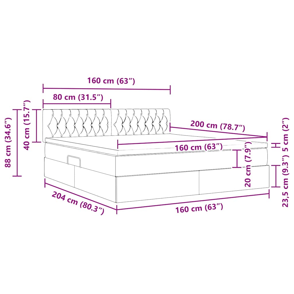 LED krevet za pohranu s madracem Svjetlosiva 160 x 200 cm