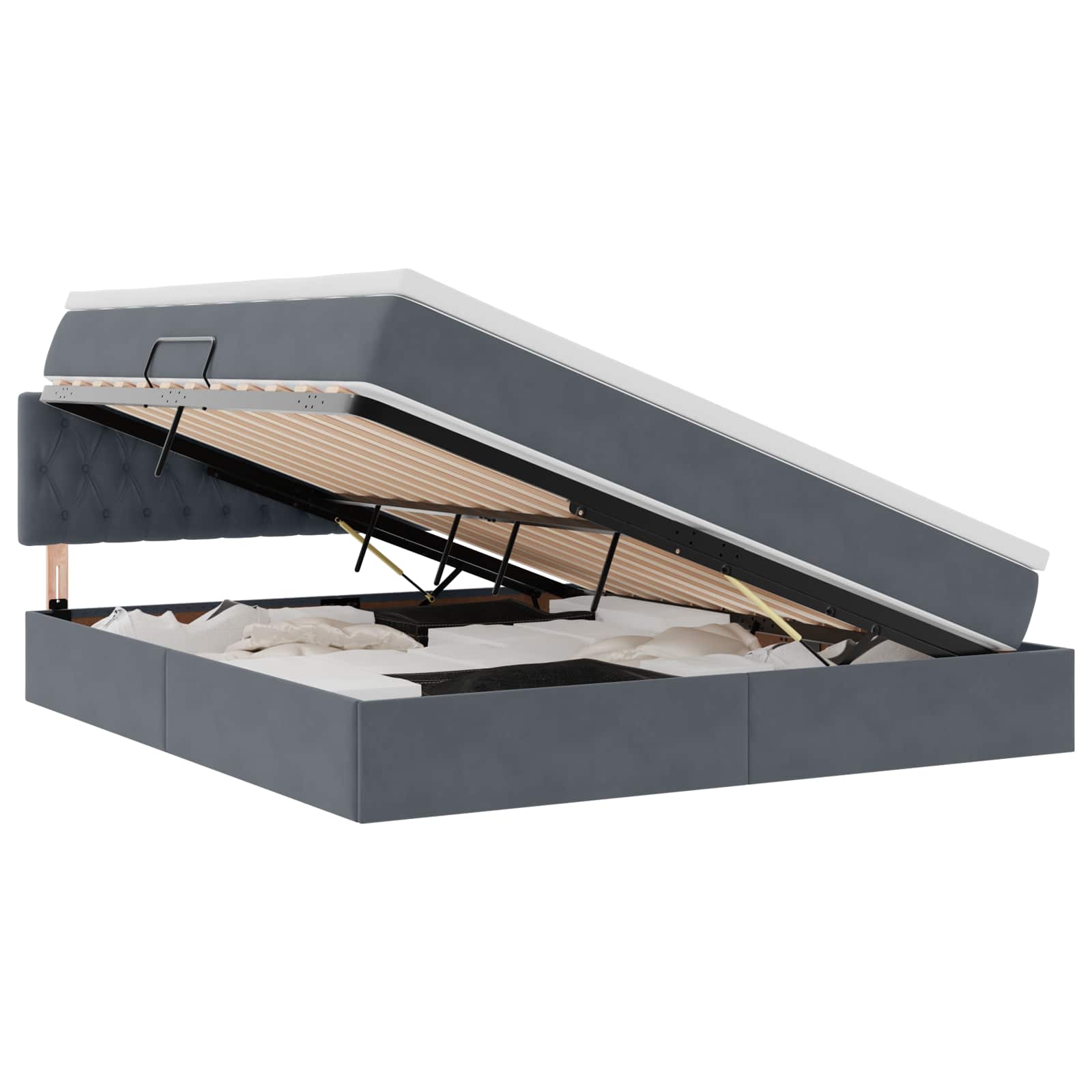 Krevet s prostorom za pohranu s LED-om Tamno siva 180 x 200 cm
