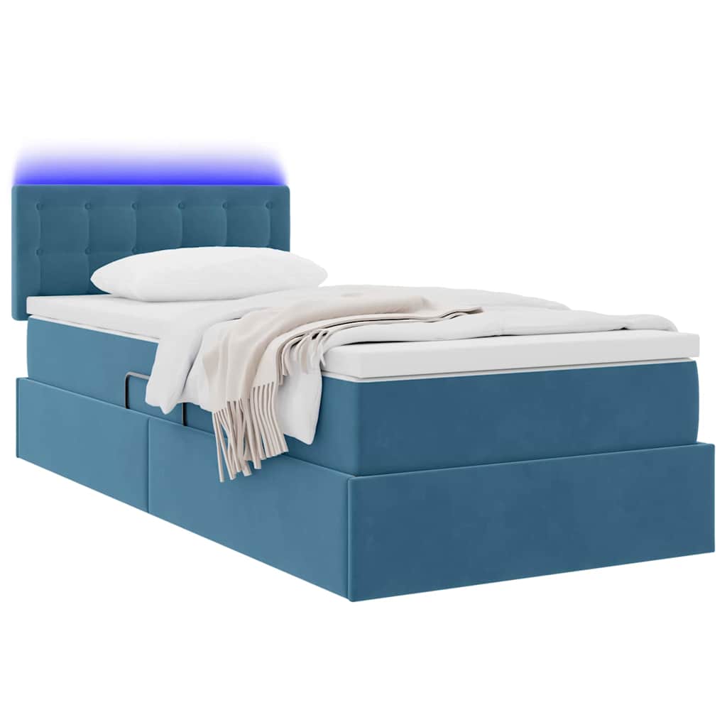 Krevet s prostorom za pohranu s LED-om Tamno plava 90 x 190 cm