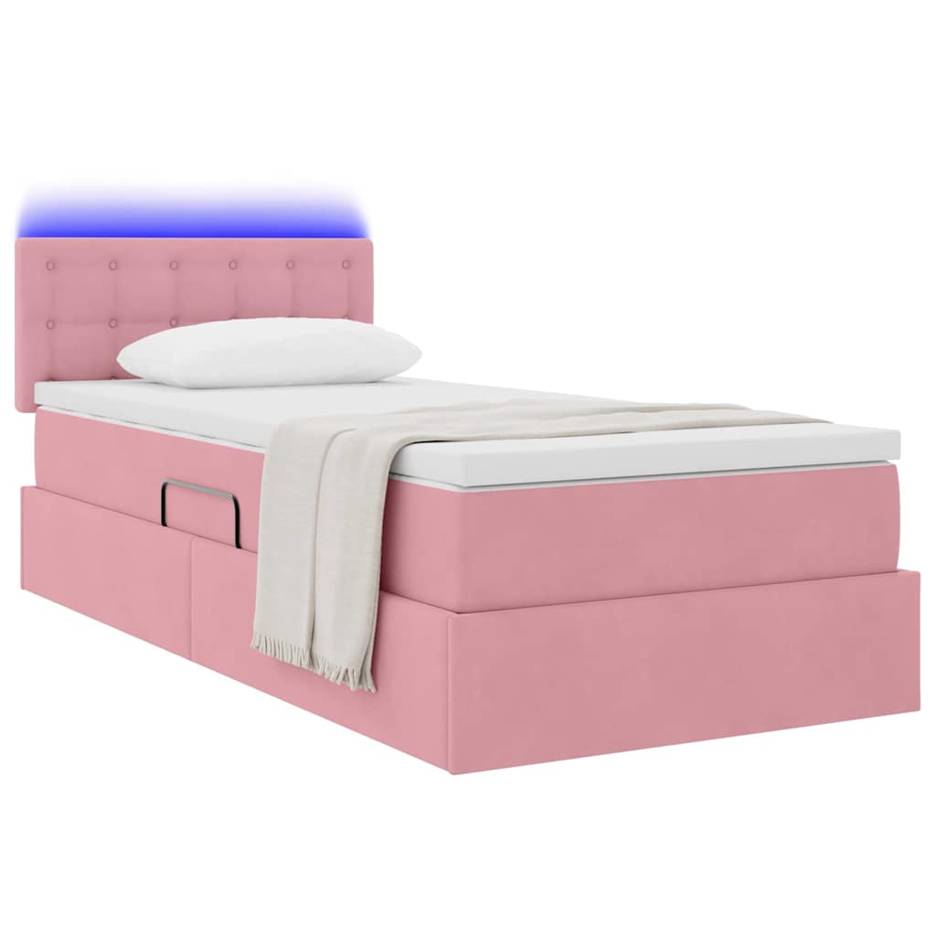 Krevet s prostorom za pohranu s LED-om Ružičasta 90 x 190 cm