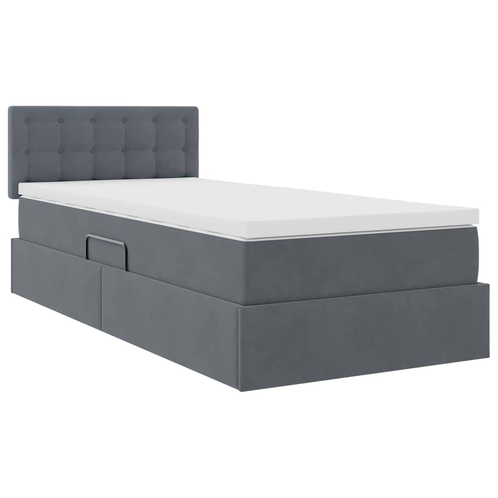 Krevet s prostorom za pohranu s LED-om Tamno siva 90 x 200 cm
