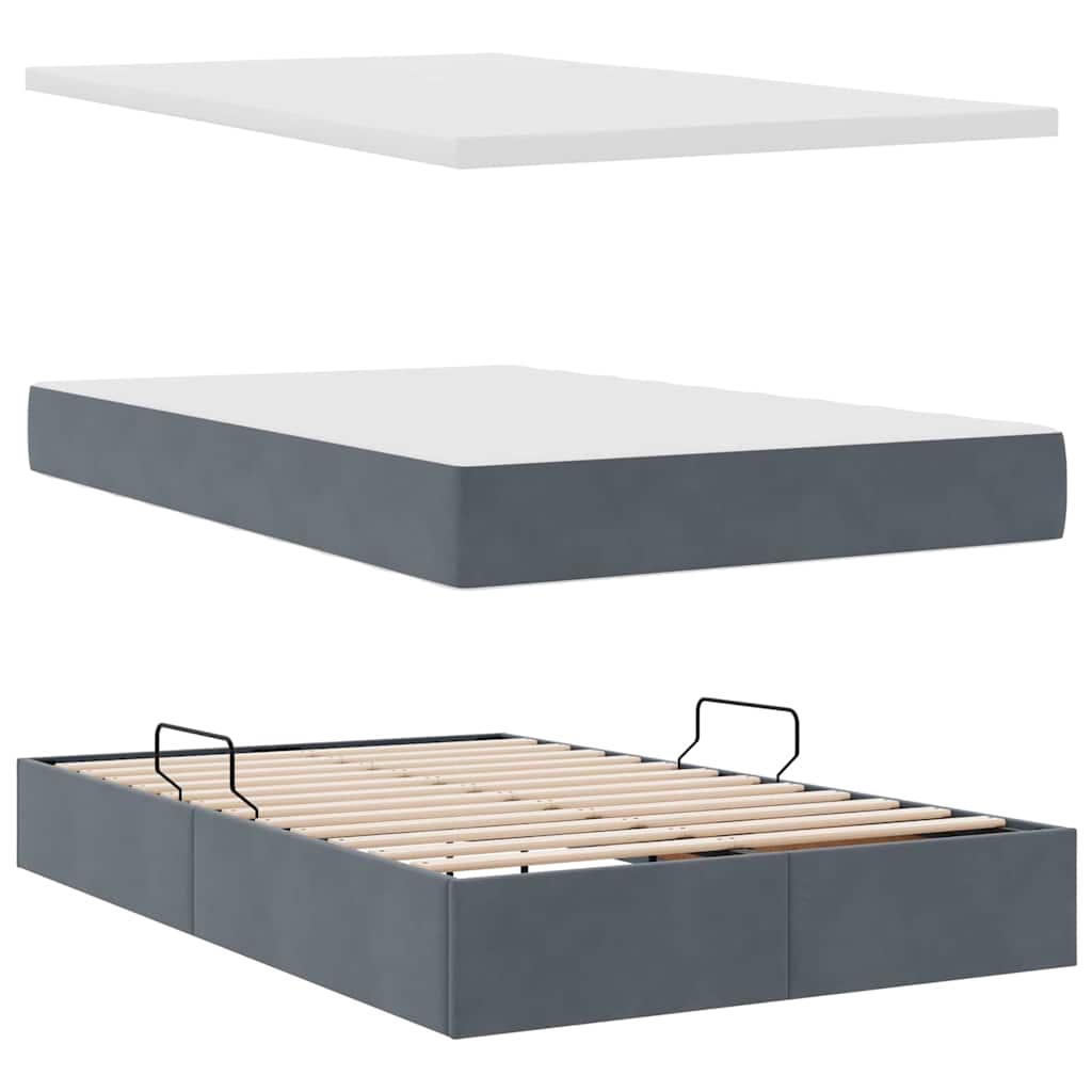 Krevet s prostorom za pohranu s LED-om Tamno siva 120 x 200 cm