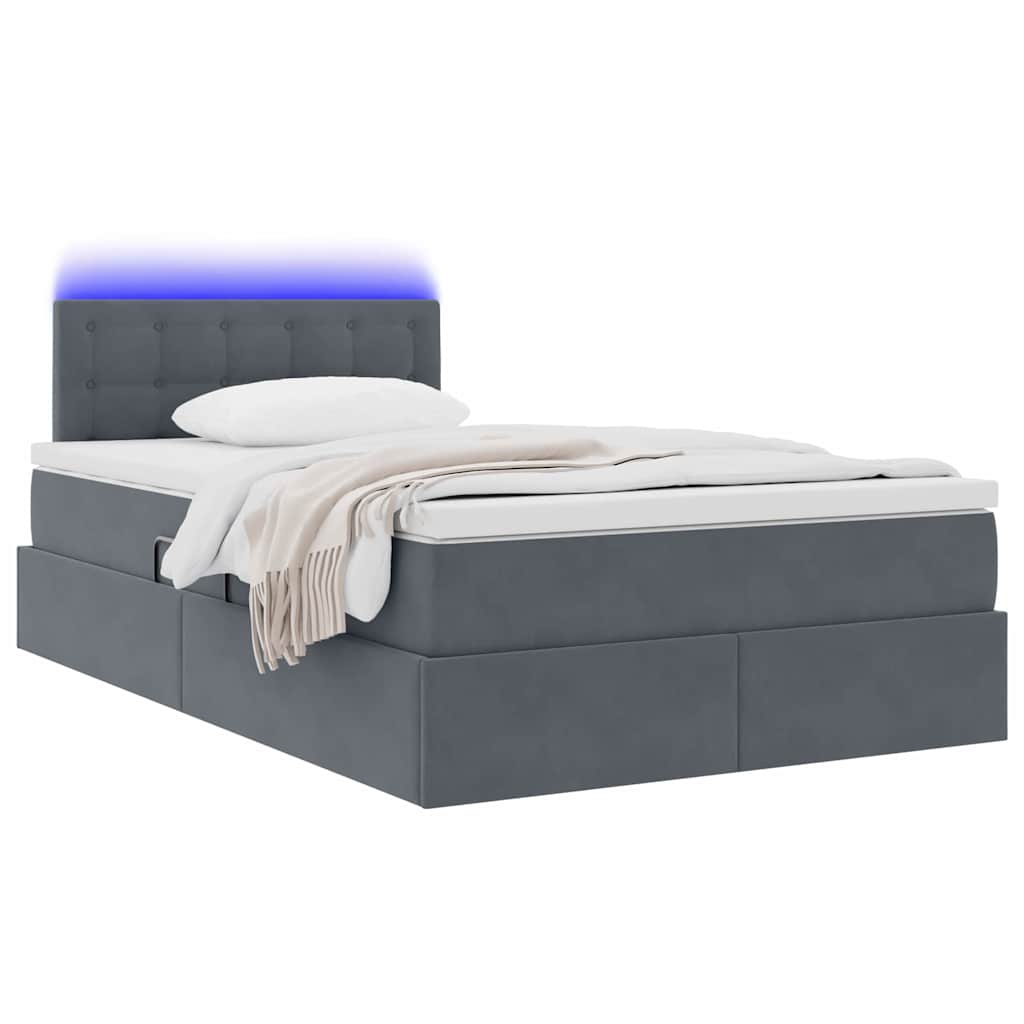 Krevet s prostorom za pohranu s LED-om Tamno siva 120 x 200 cm