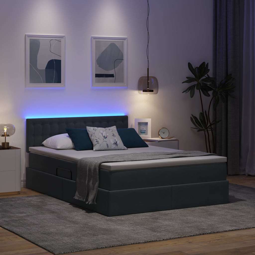 Krevet s prostorom za pohranu s LED-om Tamno siva 140 x 190 cm
