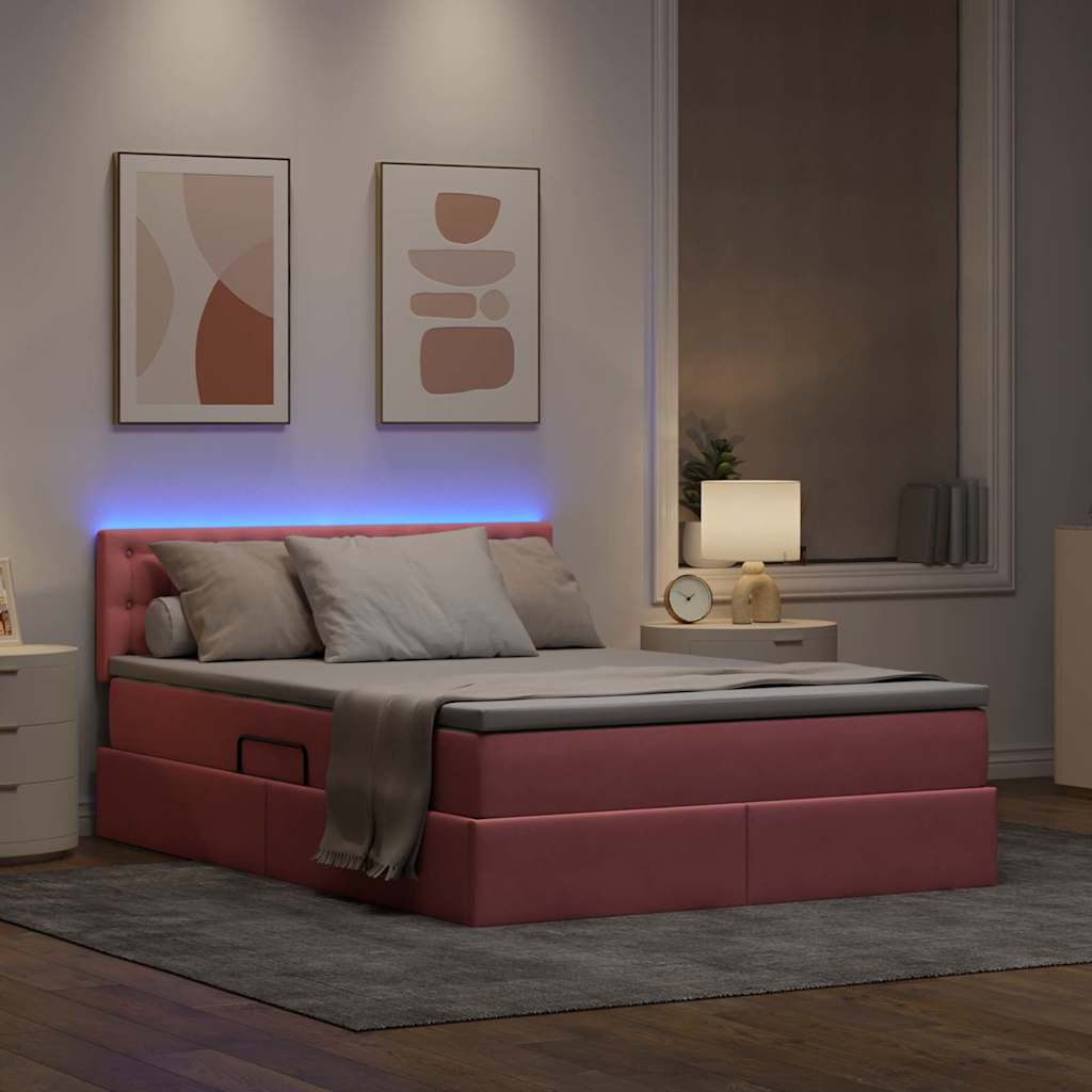 Krevet s prostorom za pohranu s LED-om Ružičasta 140 x 200 cm
