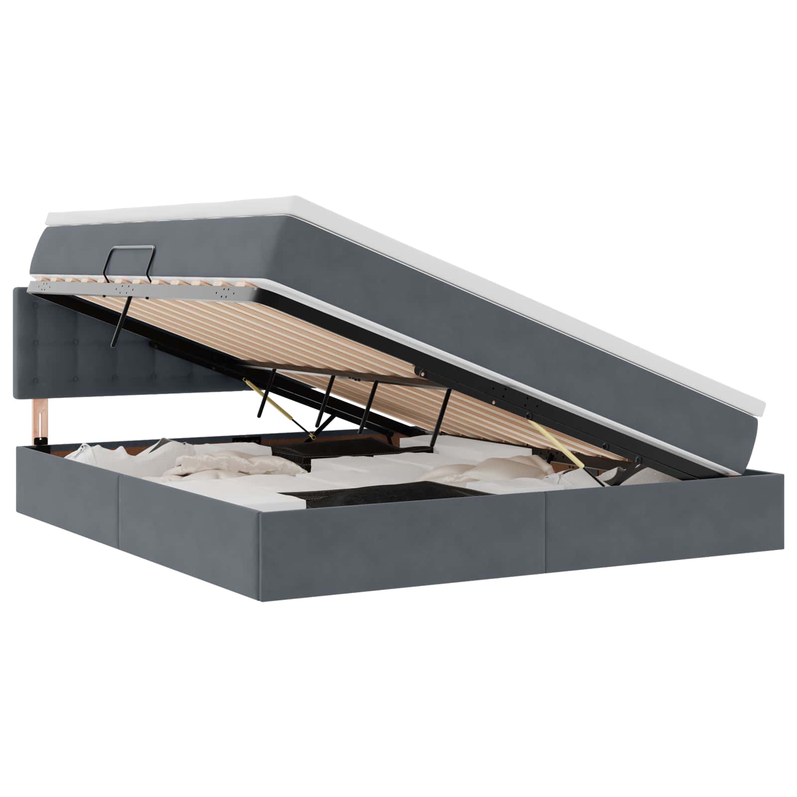Krevet s prostorom za pohranu s LED-om Tamno siva 160 x 200 cm