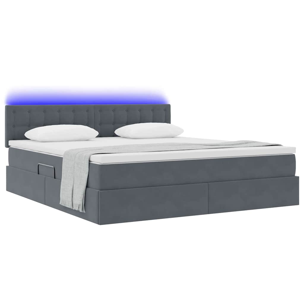 Krevet s prostorom za pohranu s LED-om Tamno siva 160 x 200 cm