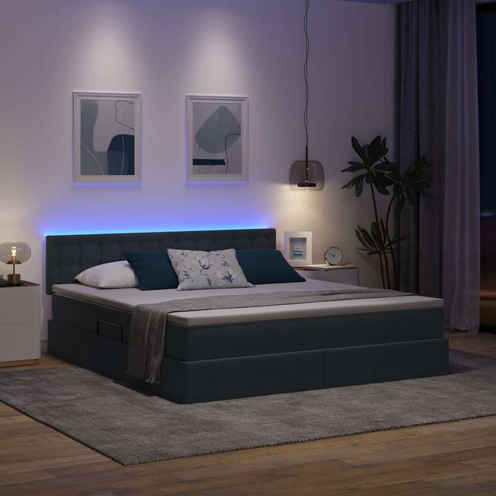 Krevet s prostorom za pohranu s LED-om Tamno siva 180 x 200 cm