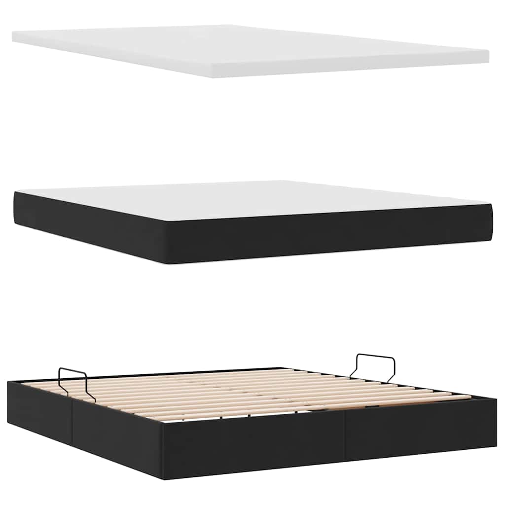 Krevet s prostorom za pohranu s LED-om Crna 180 x 200 cm Baršun