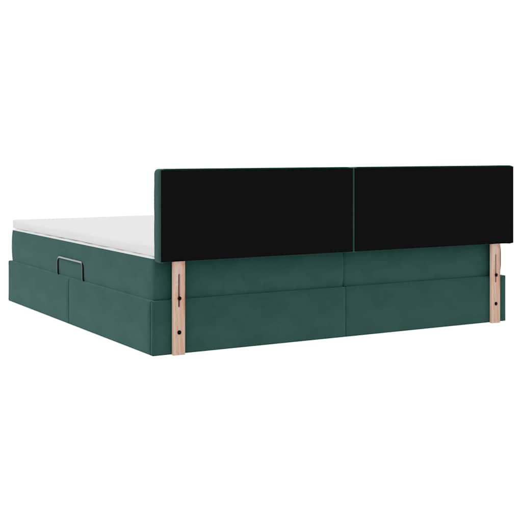 Krevet s prostorom za pohranu s LED-om Tamnozelena 200 x 200 cm