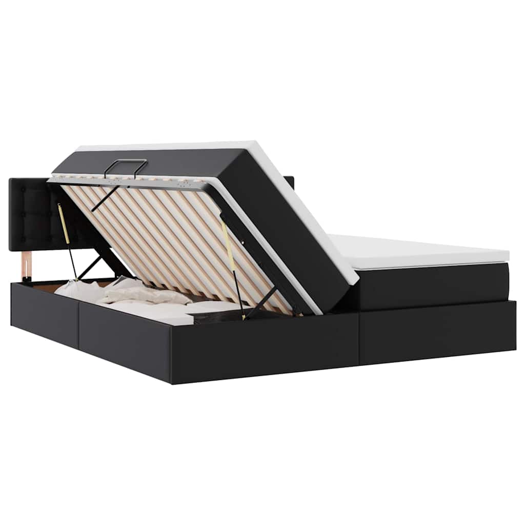 Krevet s prostorom za pohranu s LED-om Crna 200 x 200 cm