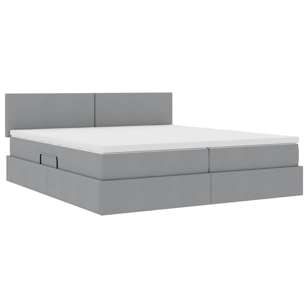 Krevet S LED lampica Svijetlo siva 200 x 200 cm tkanina