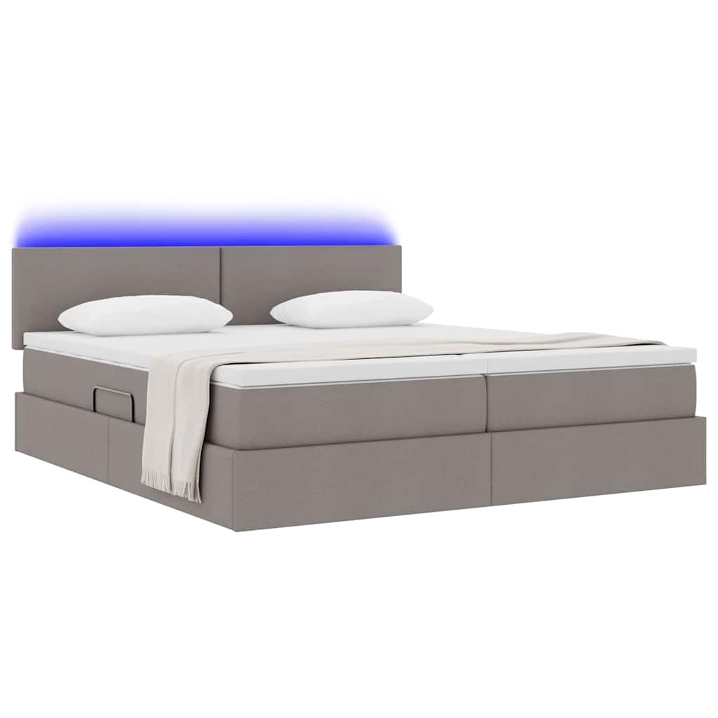 Krevet S LED lampica s pohranom Sivo-smeđa 200 x 200 cm tkanina
