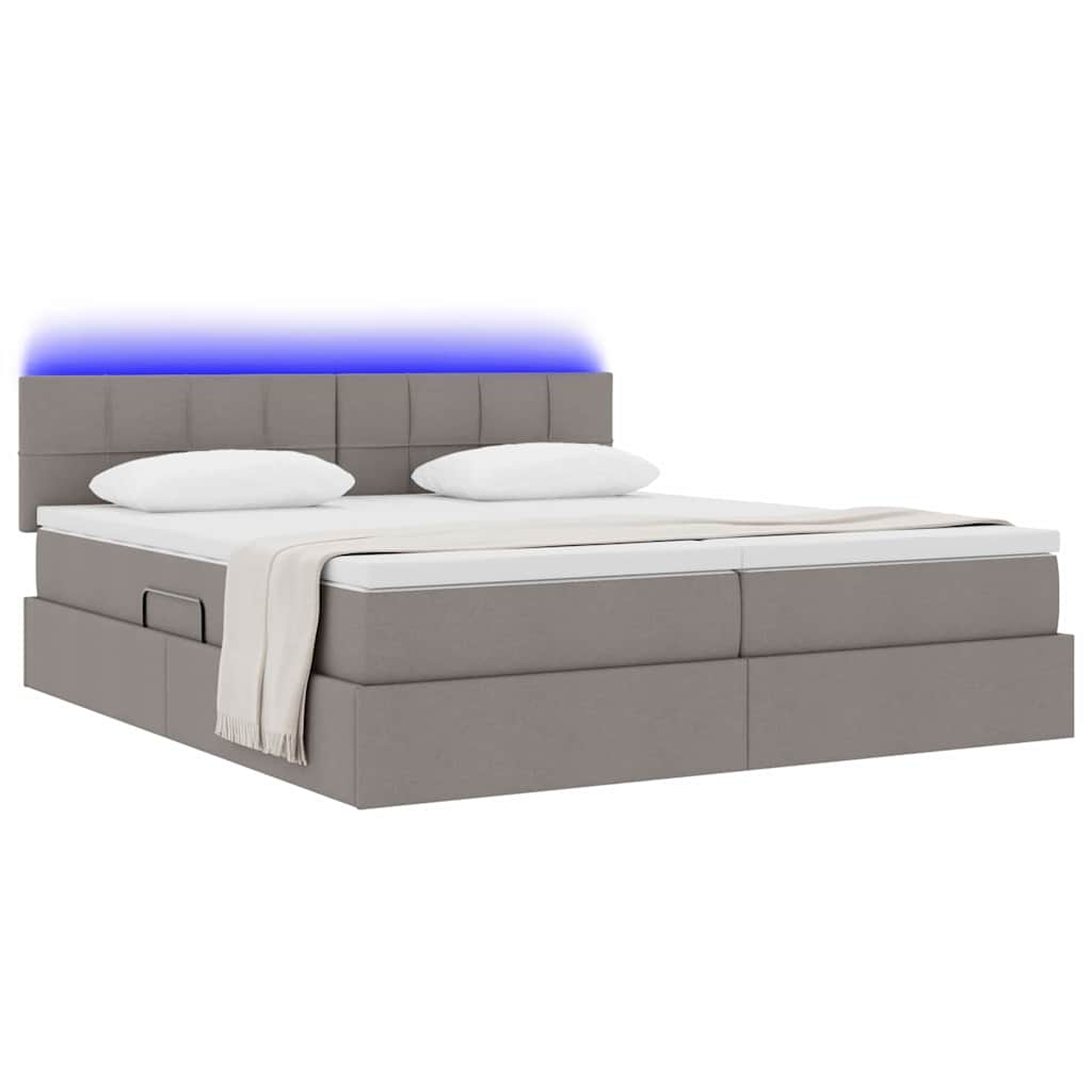 Krevet S LED lampica s pohranom Sivo-smeđa 180 x 200 cm tkanina