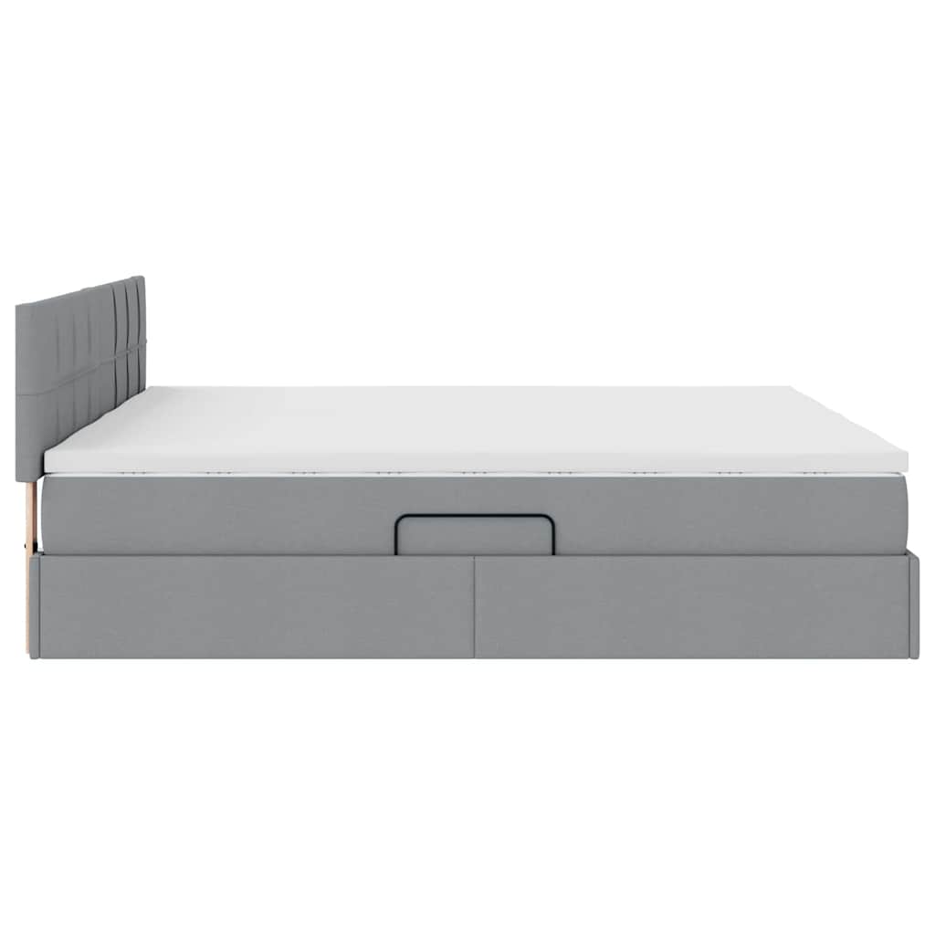 Krevet S LED lampica Svijetlo siva 200 x 200 cm tkanina
