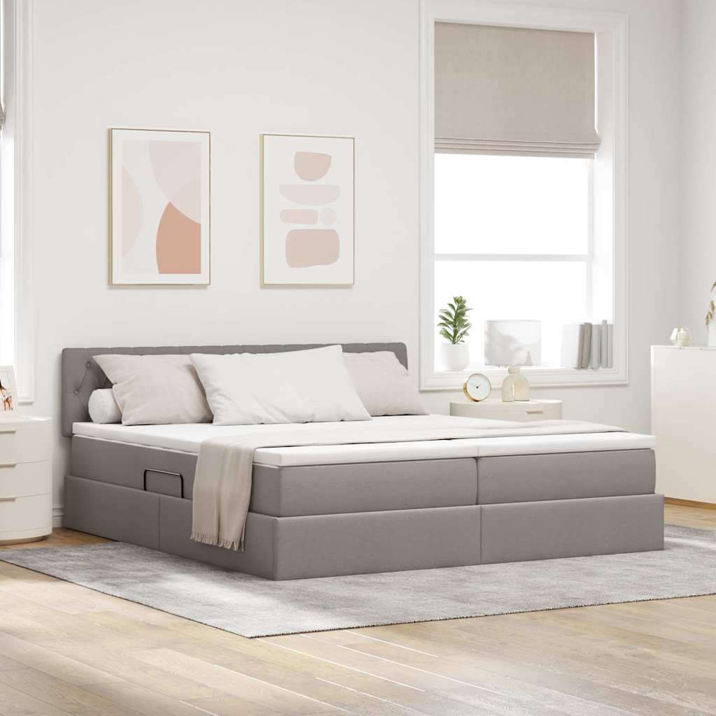 Krevet S LED lampica s pohranom Sivo-smeđa 180 x 200 cm tkanina