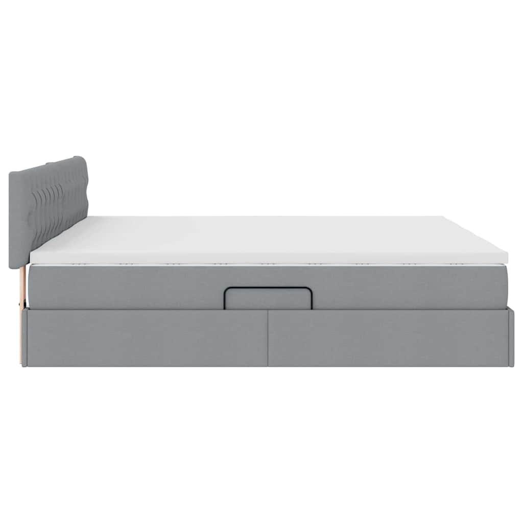 Krevet S LED lampica Svijetlo siva 200 x 200 cm tkanina