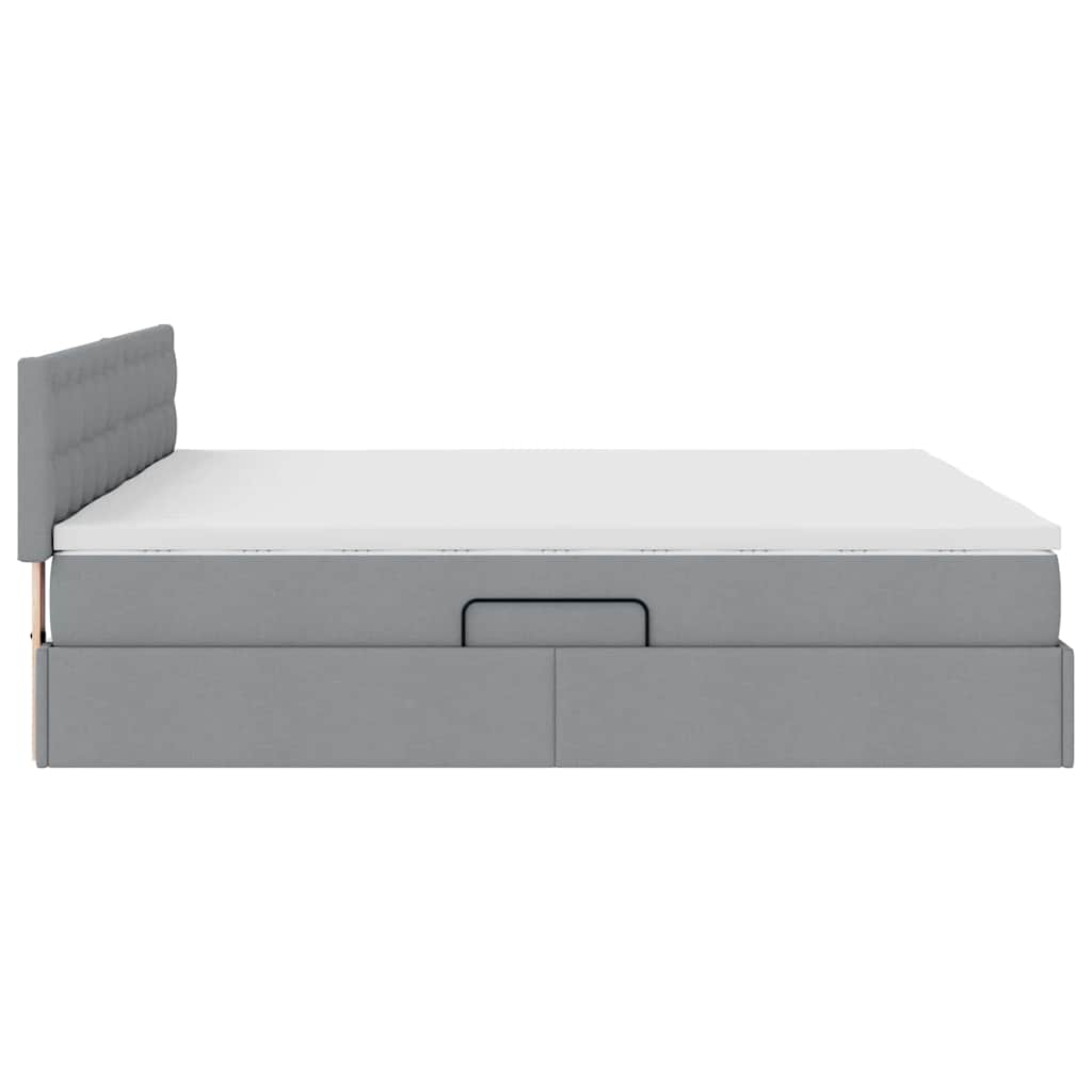 Krevet S LED lampica Svijetlo siva 180 x 200 cm tkanina