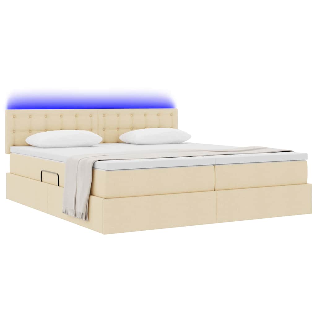 Krevet S LED lampica s uzglavljem Krema 180 x 200 cm tkanina