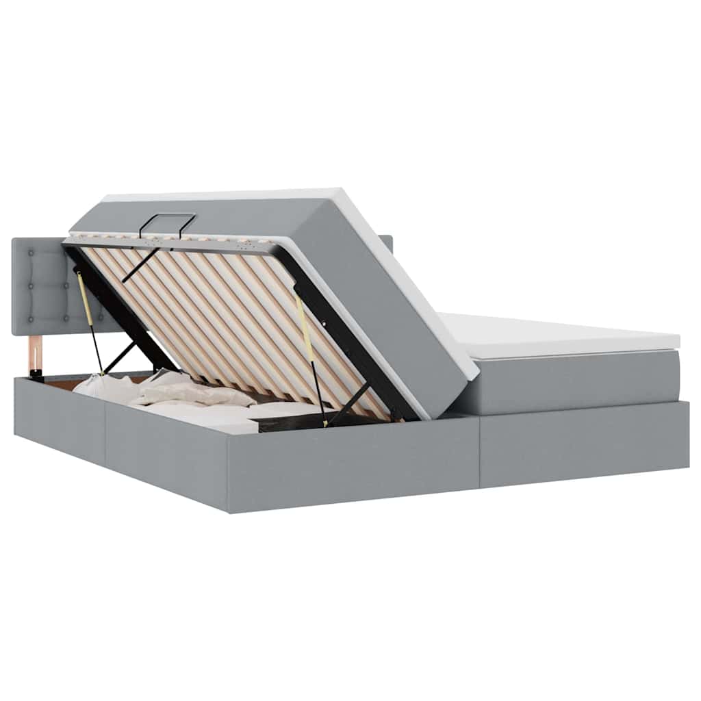 Krevet S LED lampica Svijetlo siva 200 x 200 cm tkanina