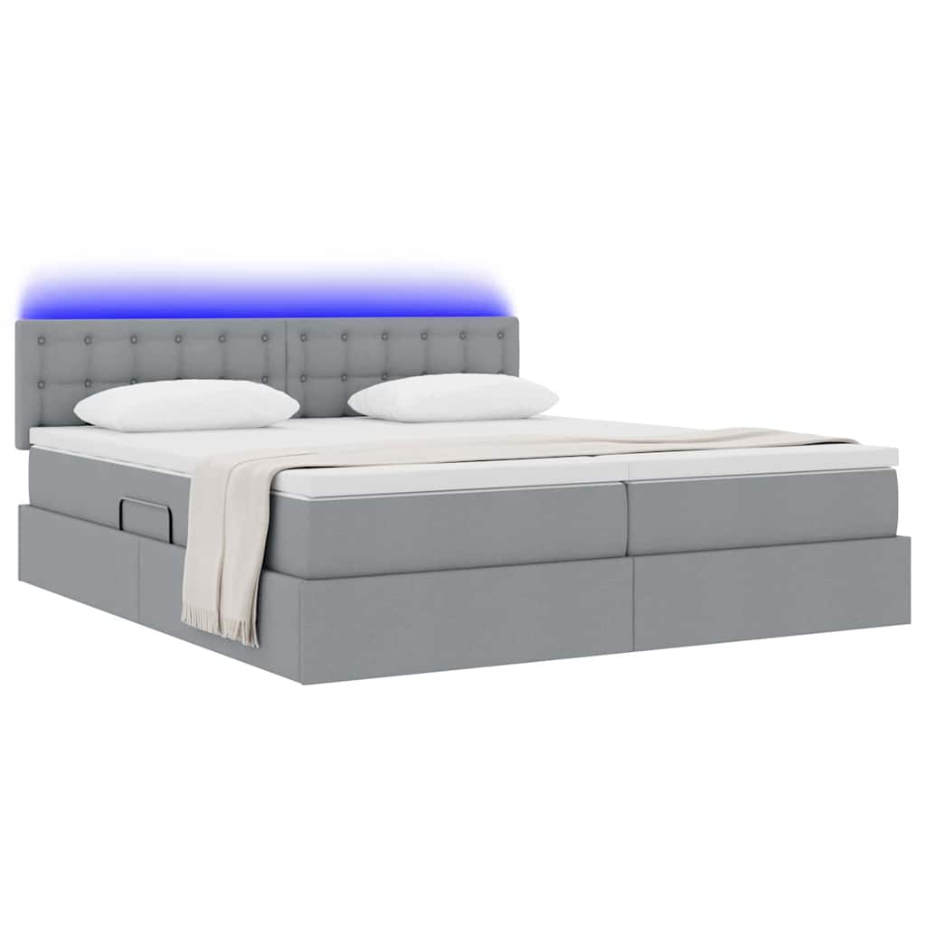 Krevet S LED lampica Svijetlo siva 200 x 200 cm tkanina