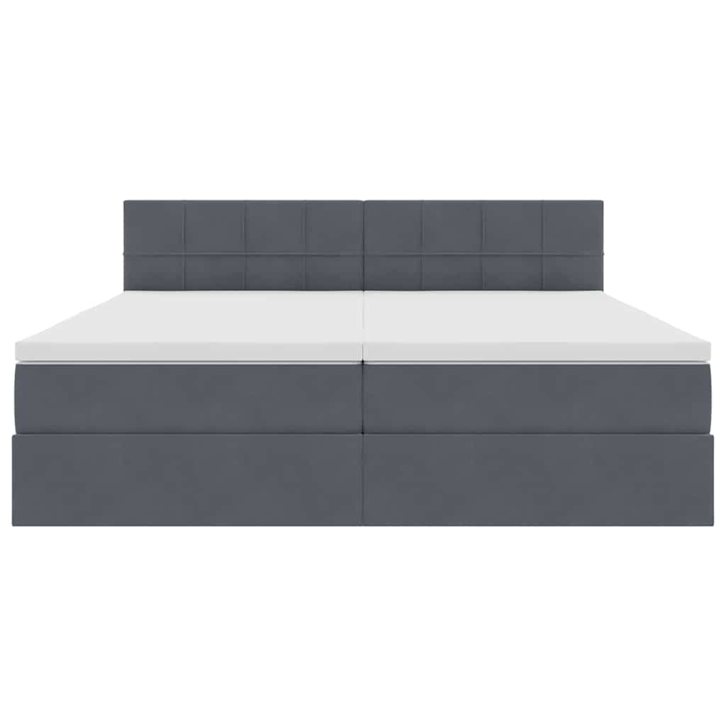 Krevet s LED trakama s pohranom Tamno siva 200 x 200 cm Baršun