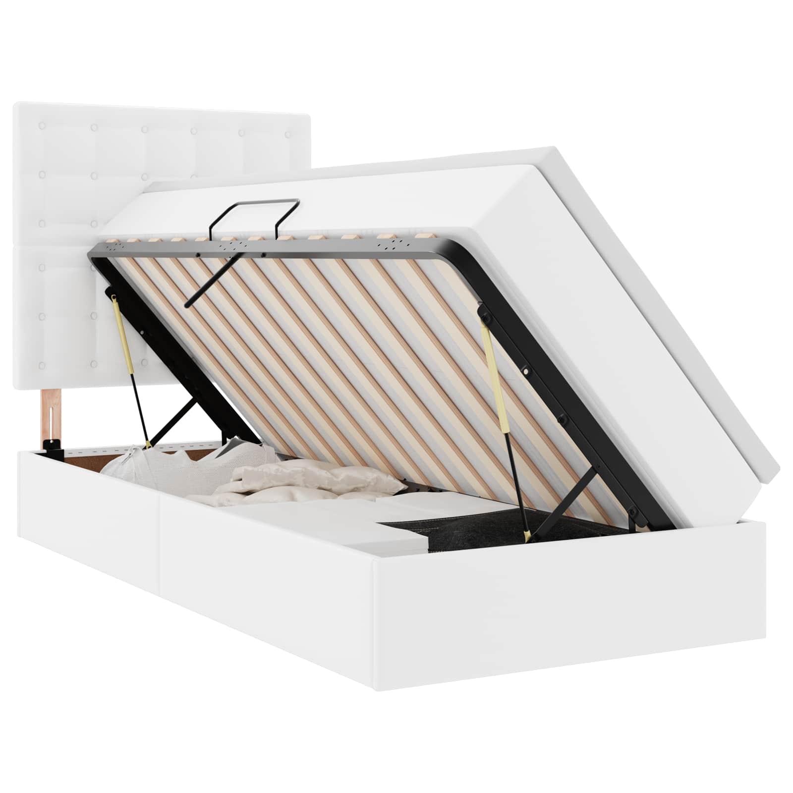 Krevet s od storage Čista bijela 90 x 190 cm Lažna koža