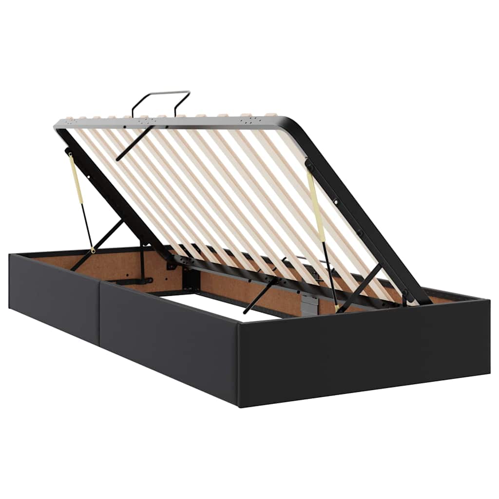 Krevet s od storage s uzglavljem Crna 90 x 200 cm Lažna koža
