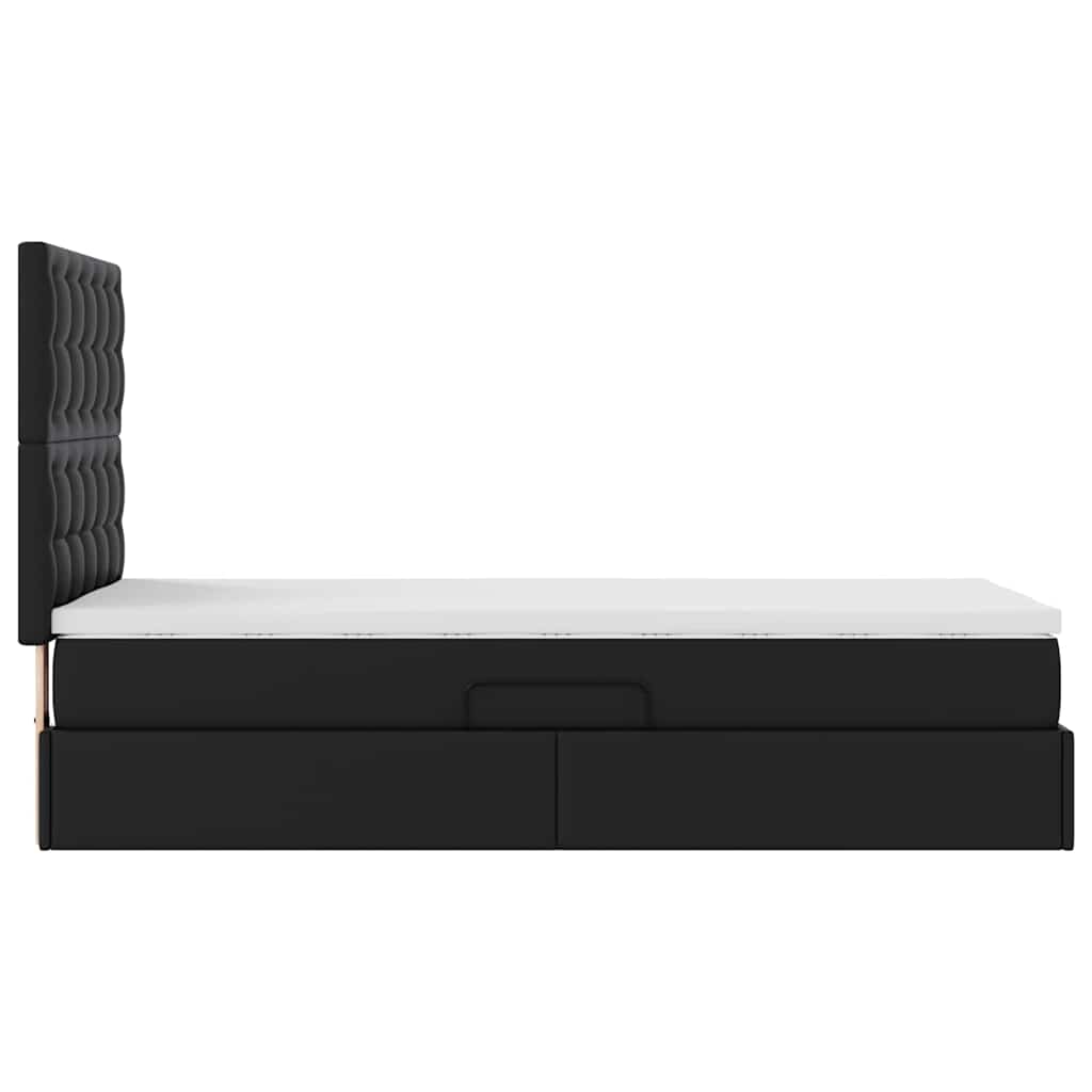 Krevet s od storage s uzglavljem Crna 90 x 200 cm Lažna koža