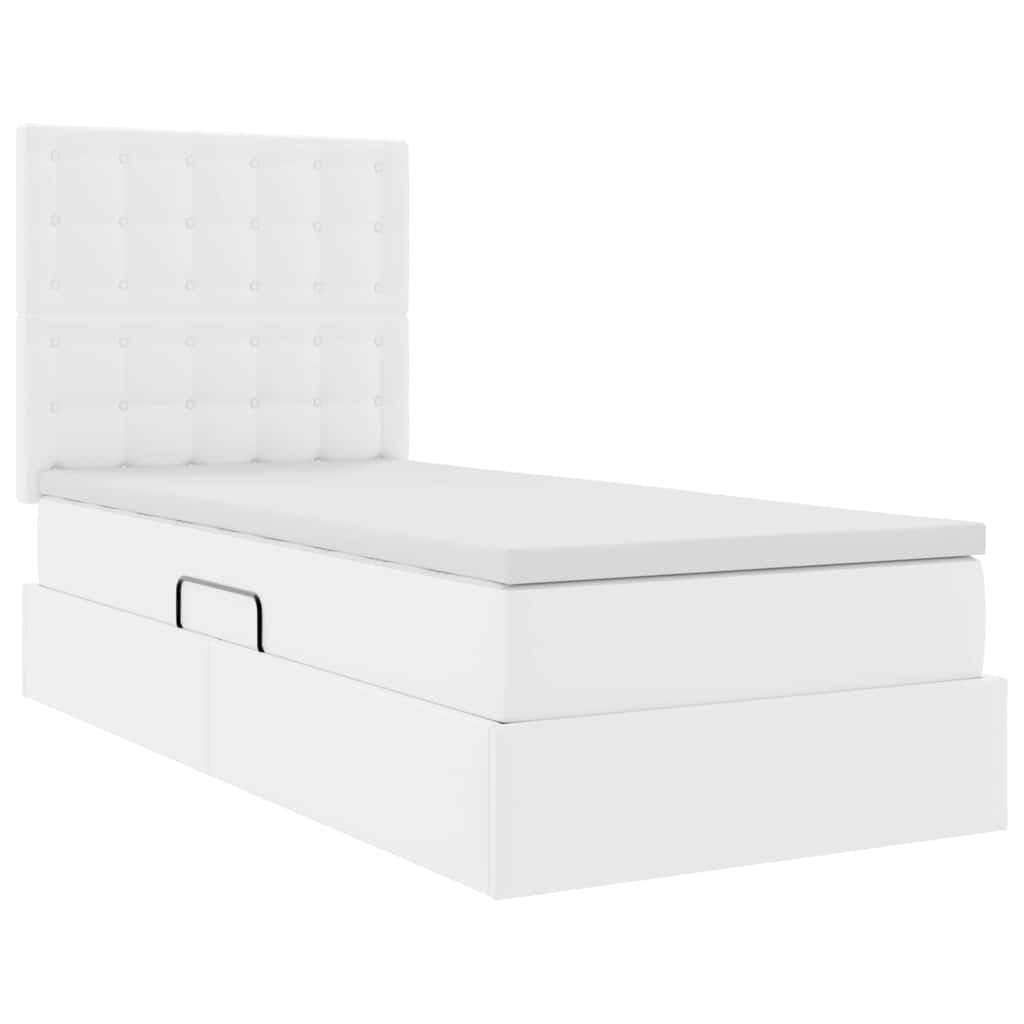 Krevet s od storage Čista bijela 90 x 200 cm Lažna koža
