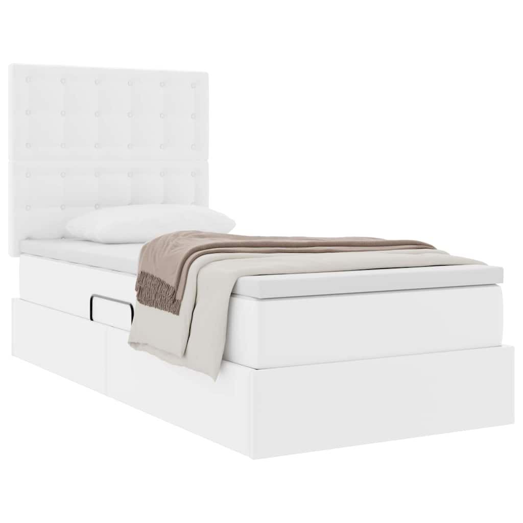 Krevet s od storage Čista bijela 90 x 200 cm Lažna koža