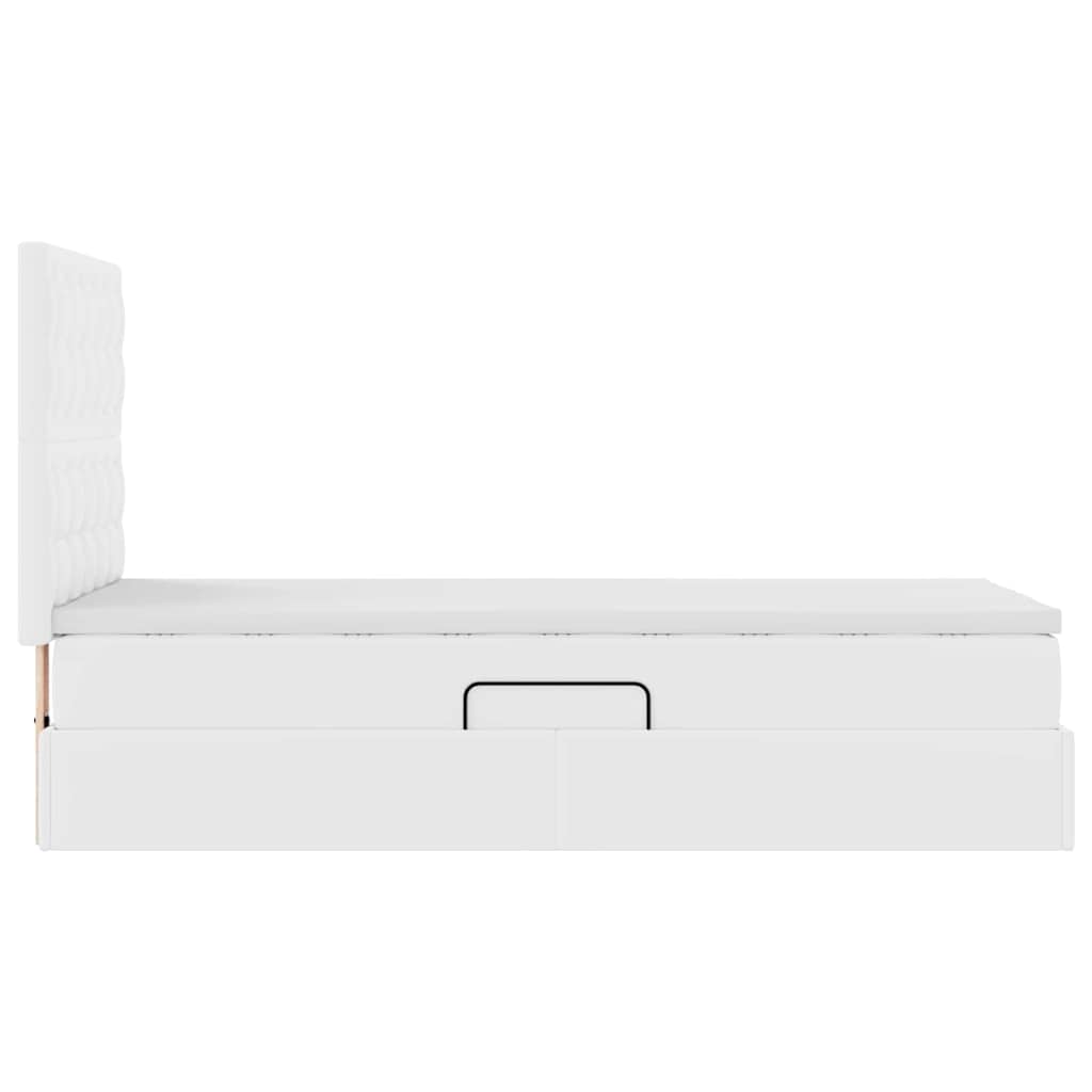 Krevet s od storage Čista bijela 90 x 200 cm Lažna koža