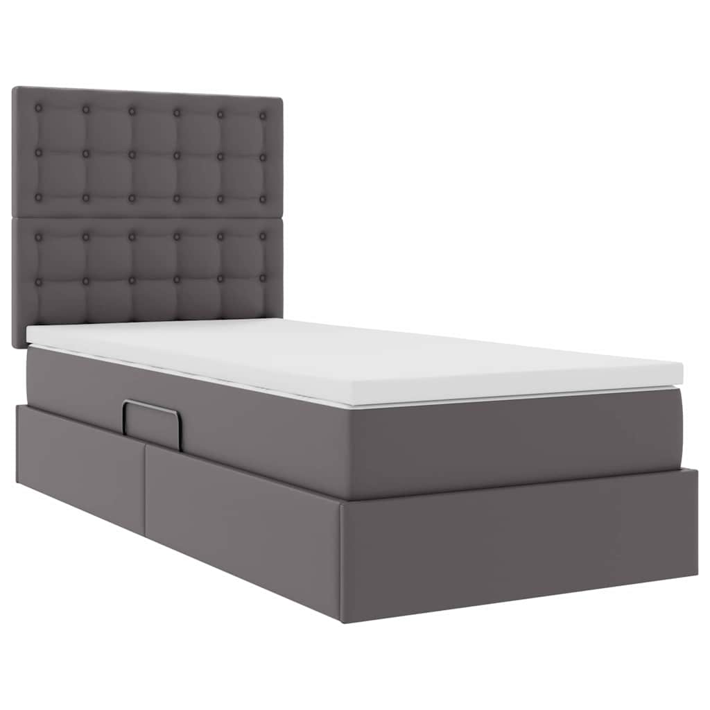 Krevet s od storage s madracem Siva 90 x 200 cm Lažna koža