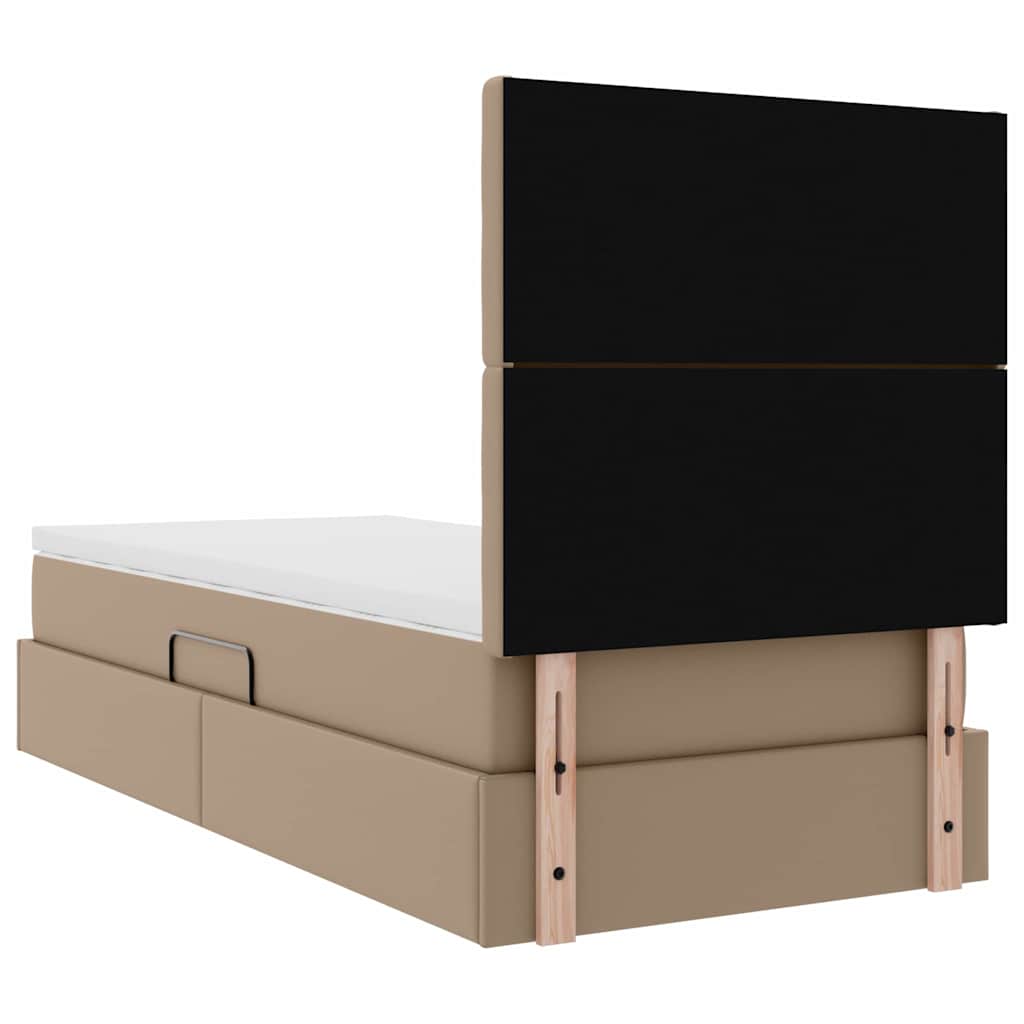 Krevet s od storage s madracem Kapućino 90 x 200 cm Lažna koža