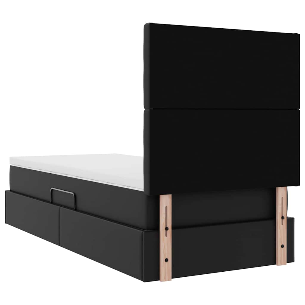 Krevet s od storage s madracem Crna 100 x 200 cm Lažna koža