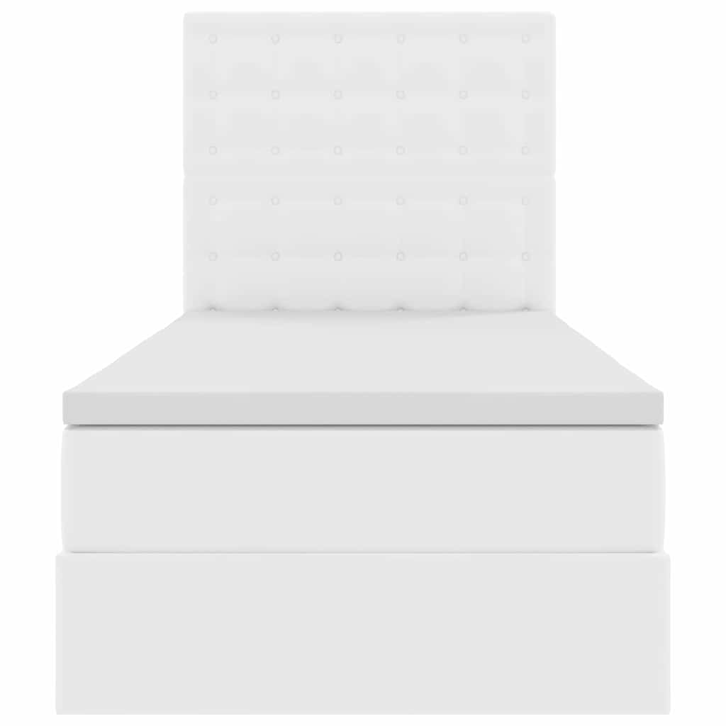Krevet s od storage Čista bijela 100 x 200 cm Lažna koža