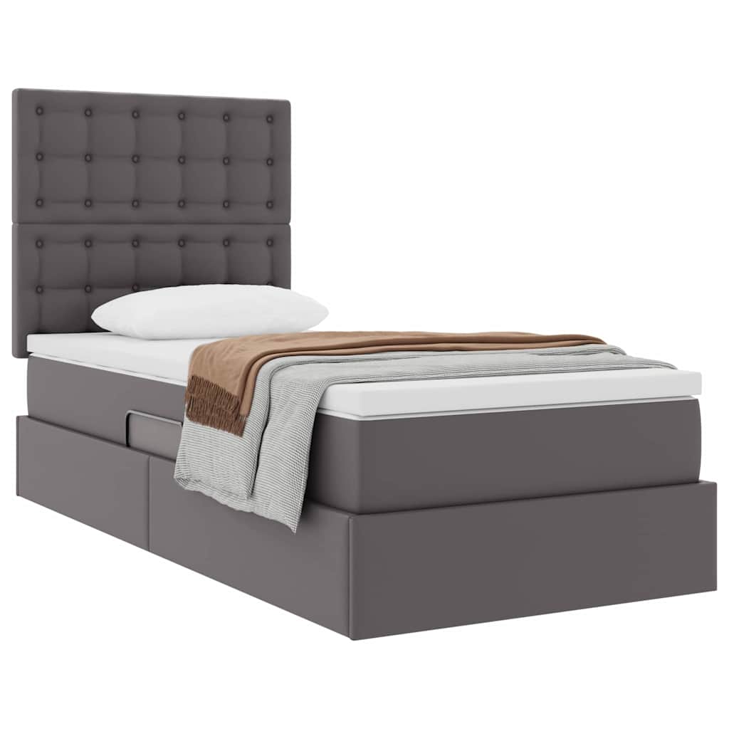 Krevet s od storage s madracem Siva 100 x 200 cm Lažna koža