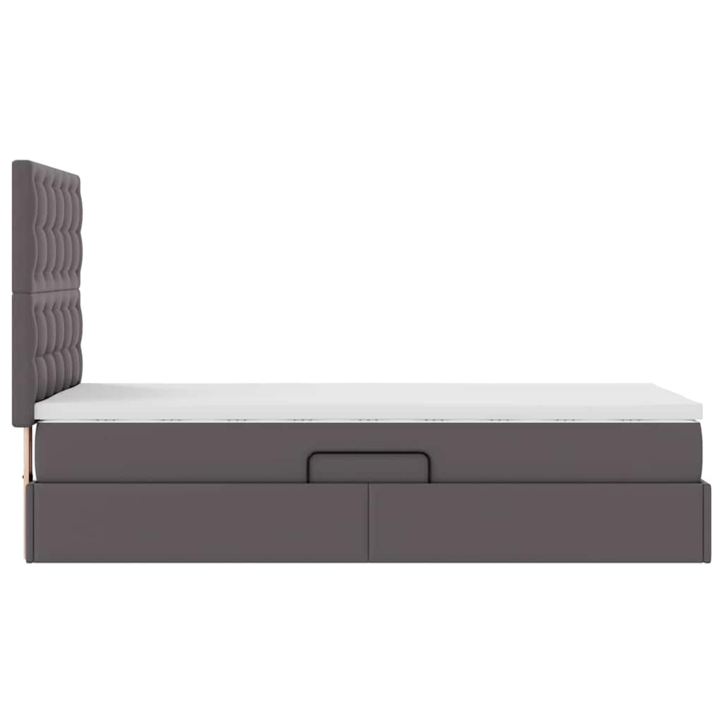 Krevet s od storage s madracem Siva 100 x 200 cm Lažna koža