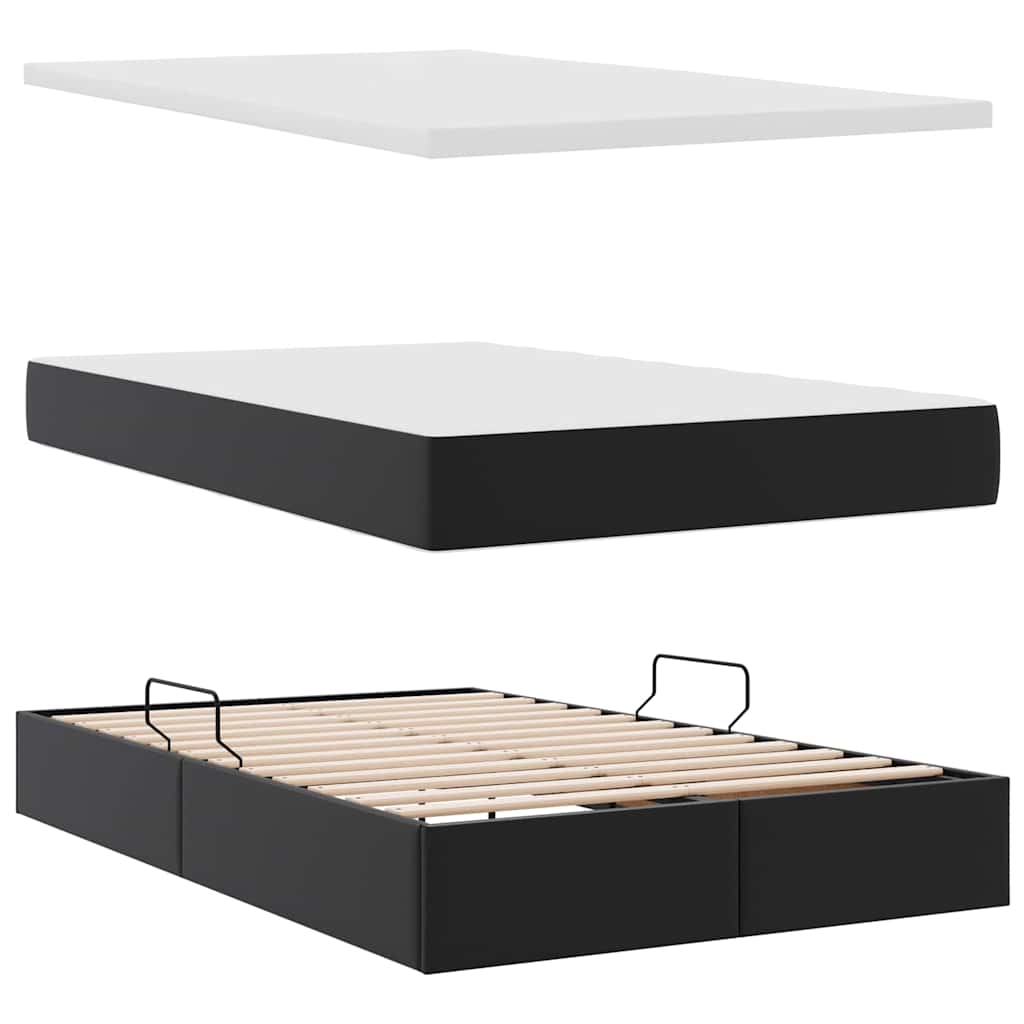 Krevet s od storage s madracem Crna 120 x 190 cm Lažna koža